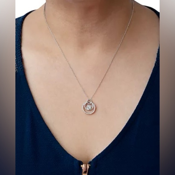 R H Macy & Co Diamond Triple Circle 18" Pendant Necklace (1/10 ct. t.w.) - Picture 2 of 6